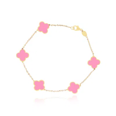 The Lovery Small Bubblegum Pink Clover Bracelet In Multi