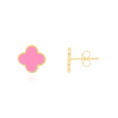 The Lovery Small Bubblegum Pink Clover Stud Earrings In Multi