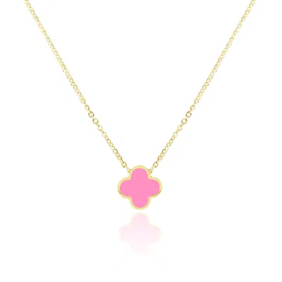 The Lovery Small Bubblegum Pink Single Clover Necklace In Multi