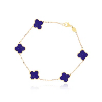The Lovery Small Lapis Clover Bracelet In Blue