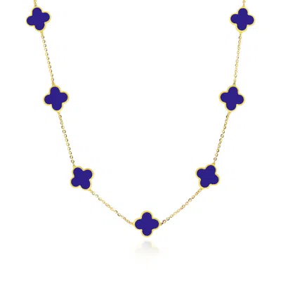 The Lovery Small Lapis Clover Necklace In Blue