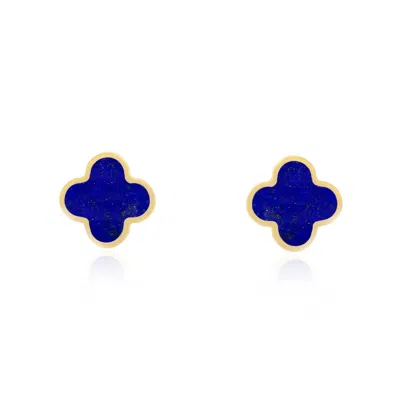 The Lovery Small Lapis Clover Stud Earrings In Blue
