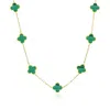 The Lovery Small Malachite Clover Necklace In Multi
