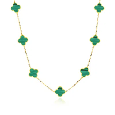 The Lovery Small Malachite Clover Necklace In Multi