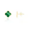 The Lovery Small Malachite Clover Stud Earrings In Green