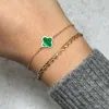 The Lovery Small Malachite Single Clover Bracelet In Multi