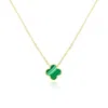 The Lovery Small Malachite Single Clover Necklace In Multi