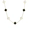 The Lovery Small Mother Of Pearl And Onyx Mixed Clover Necklace In Multi