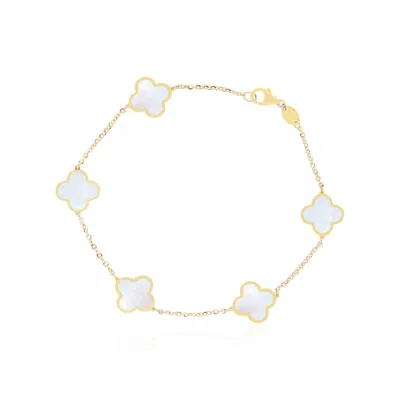 The Lovery Small Mother Of Pearl Clover Bracelet In Multi