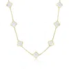 The Lovery Small Mother Of Pearl Clover Necklace In Multi