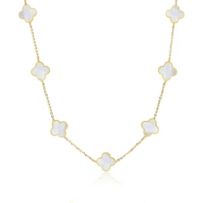 The Lovery Small Mother Of Pearl Clover Necklace In Silver