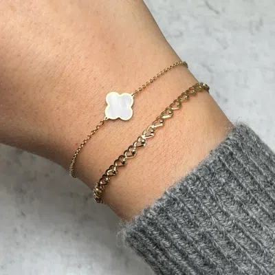 The Lovery Small Mother Of Pearl Single Clover Bracelet In Silver
