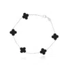 The Lovery Small Onyx Clover Bracelet White Gold