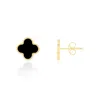 The Lovery Small Onyx Clover Stud Earrings In Black