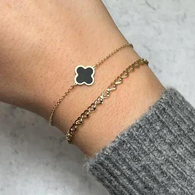 The Lovery Small Onyx Single Clover Bracelet In Black