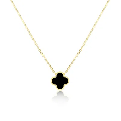 The Lovery Small Onyx Single Clover Necklace In Gold