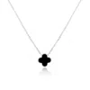 The Lovery Small Onyx Single Clover Necklace White Gold