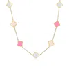 The Lovery Small Pink Mixed Clover Necklace In Pink