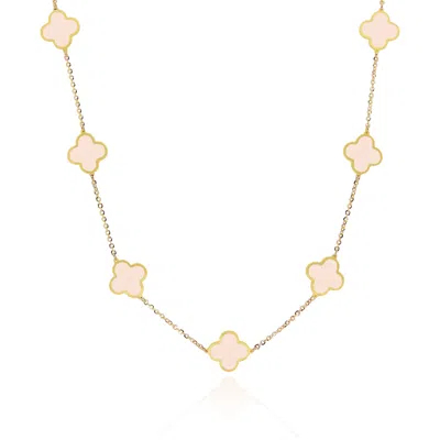 The Lovery Small Pink Pearl Clover Necklace In Multi