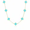 The Lovery Small Turquoise Clover Necklace In Blue