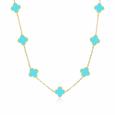 The Lovery Small Turquoise Clover Necklace In Blue