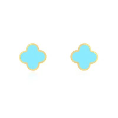 The Lovery Small Turquoise Clover Stud Earrings In Blue