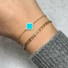 The Lovery Small Turquoise Single Clover Bracelet In Blue
