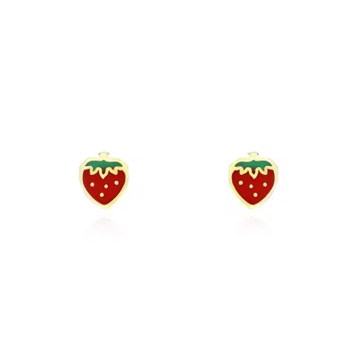 The Lovery Strawberry Enamel Stud Earrings In Multi