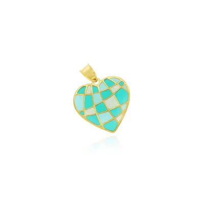 The Lovery Teal Enamel Heart Charm In Blue