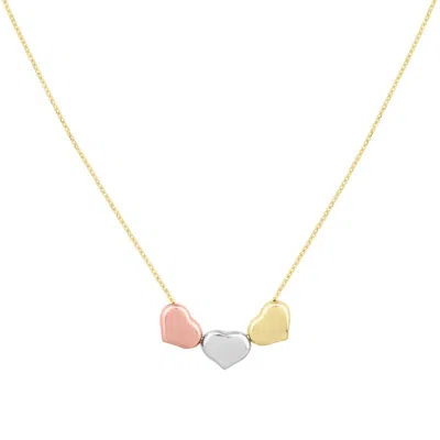 The Lovery Tricolor Triple Heart Necklace In Gold