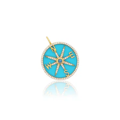 The Lovery Turquoise And Diamond Halo Compass Charm In Multi