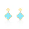 The Lovery Turquoise And Gold Clover Drop Earrings In Blue