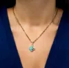 The Lovery Turquoise And Gold Diamond Clover Charm In Blue