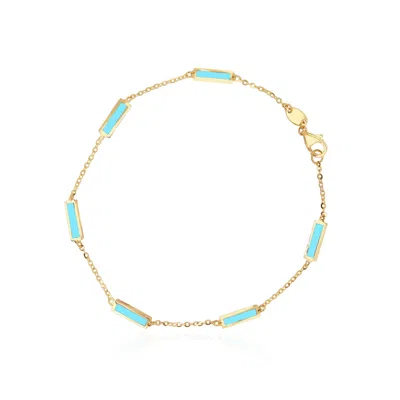 The Lovery Turquoise Bar Chain Bracelet In Blue