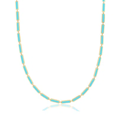 The Lovery Turquoise Bar Necklace 18 Inches In Blue