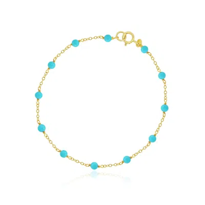 The Lovery Turquoise Bead Chain Bracelet In Blue