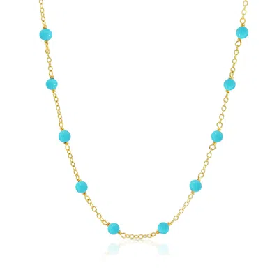 The Lovery Turquoise Bead Station Necklace In Blue