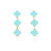 The Lovery Malachite Clover Dangle Earrings In Multi
