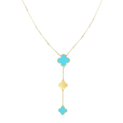 The Lovery Turquoise Clover Lariat Necklace In Blue