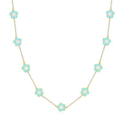 The Lovery Turquoise Daisy Necklace In Blue