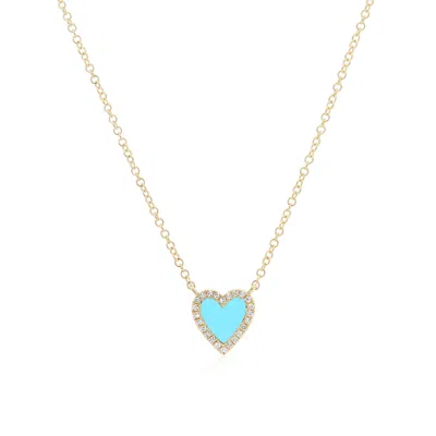 The Lovery Turquoise Diamond Halo Heart Necklace In Multi