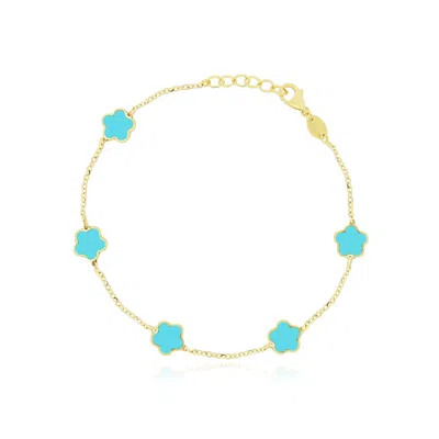 The Lovery Turquoise Flower Bracelet In Blue