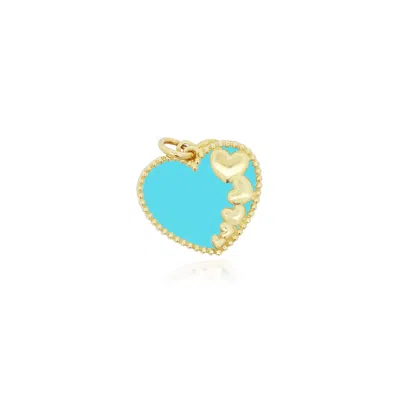 The Lovery Turquoise Heart Overlay Charm 11mm In Blue