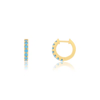 The Lovery Turquoise Huggie Hoop Earrings In Blue