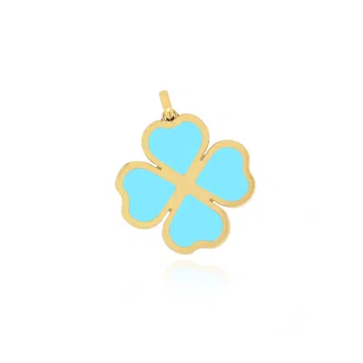 The Lovery Turquoise Lucky Clover Charm 18mm In Blue