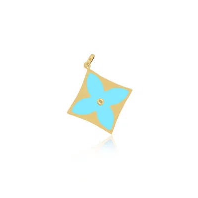 The Lovery Turquoise Luxe Flower Charm 17mm In Blue