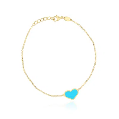 The Lovery Turquoise Single Heart Bracelet In Blue