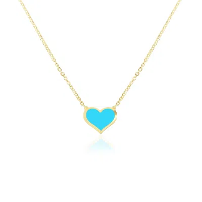 The Lovery Turquoise Single Heart Necklace In Blue