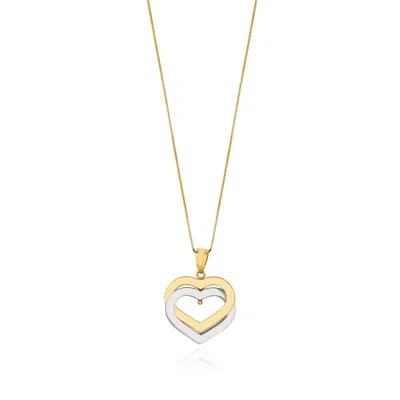 The Lovery Two Tone Double Golden Heart Necklace In Multi