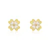 The Lovery White Enamel Four Leaf Clover Stud Earrings In Multi